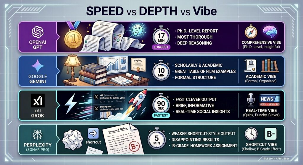 The Comparison: Speed vs. Depth vs. Vibe