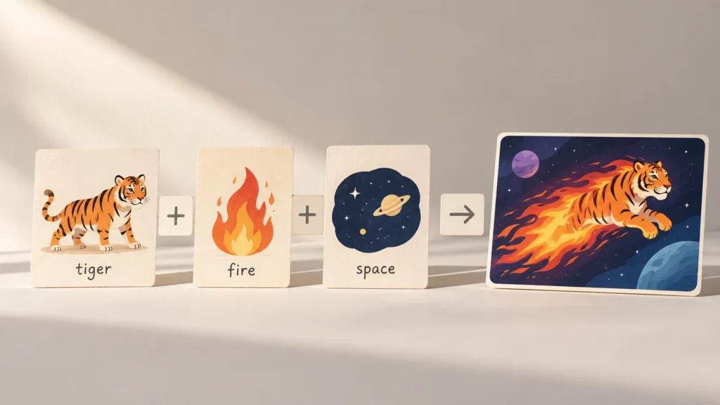 Tiger, fire, and space combined into one AI-generated concept