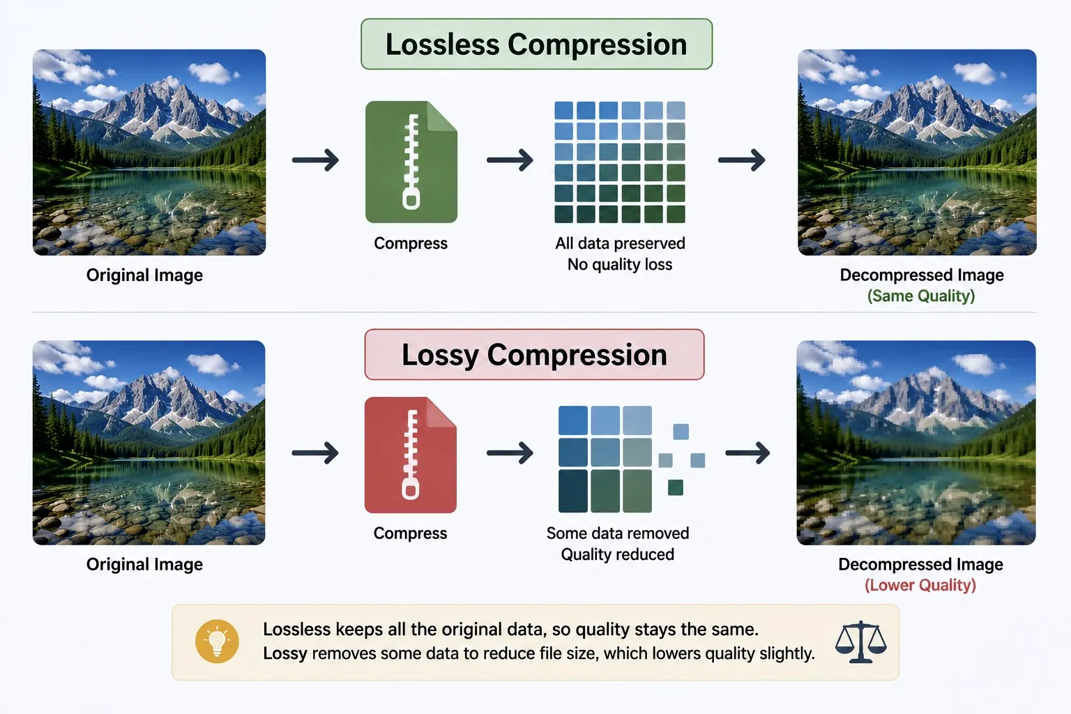 Lossless compression and Lossy Compression