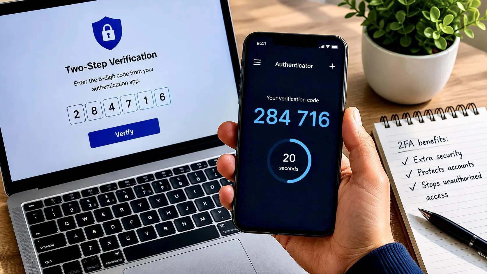 Two Factor Authentication App code generated