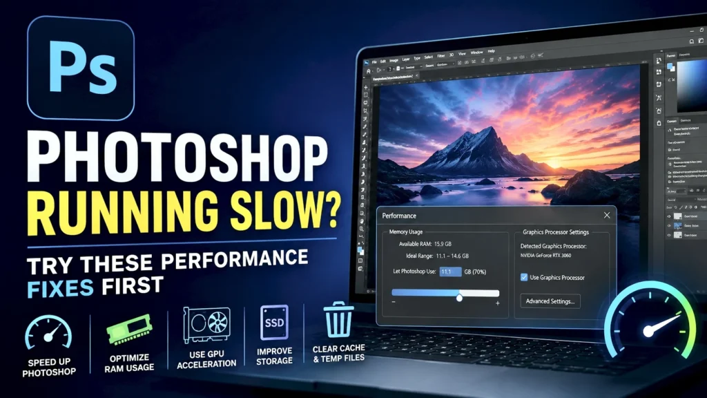 Photoshop performance settings and speed optimization tips on a PC