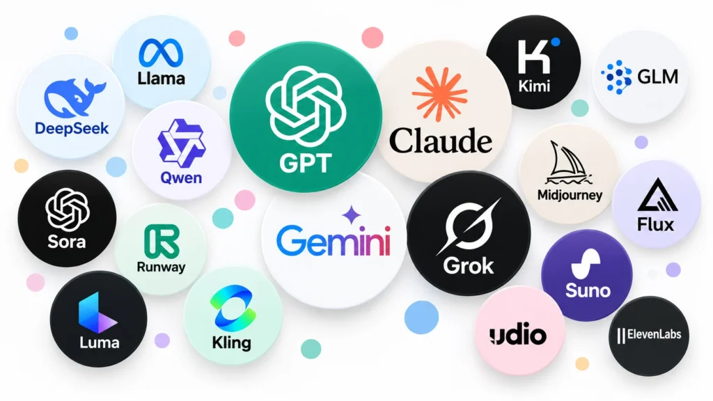 AI models including GPT, Claude, Gemini, Grok and more