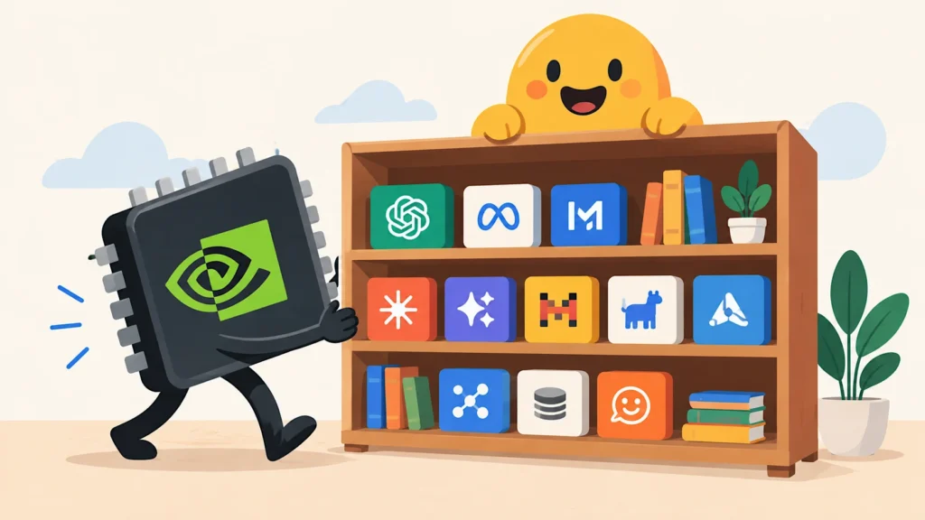 Nvidia and Hugging Face AI illustration